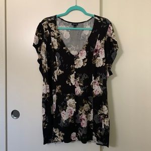 Torrid Stretch Floral Lace-Up Back Top